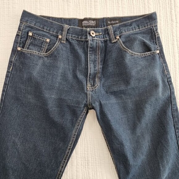 Moda Relaxed Fit Jeans Men's 38x32 Straight Leg Medium Rise Dark Wash Stretch` - Picture 12 of 16